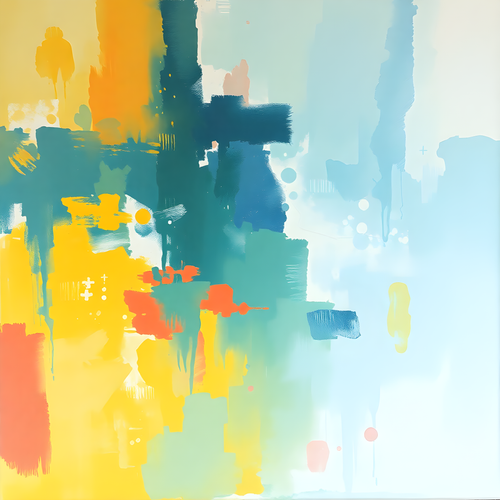 Abstract Colorful Gradient Brushstrokes Square Wall Art