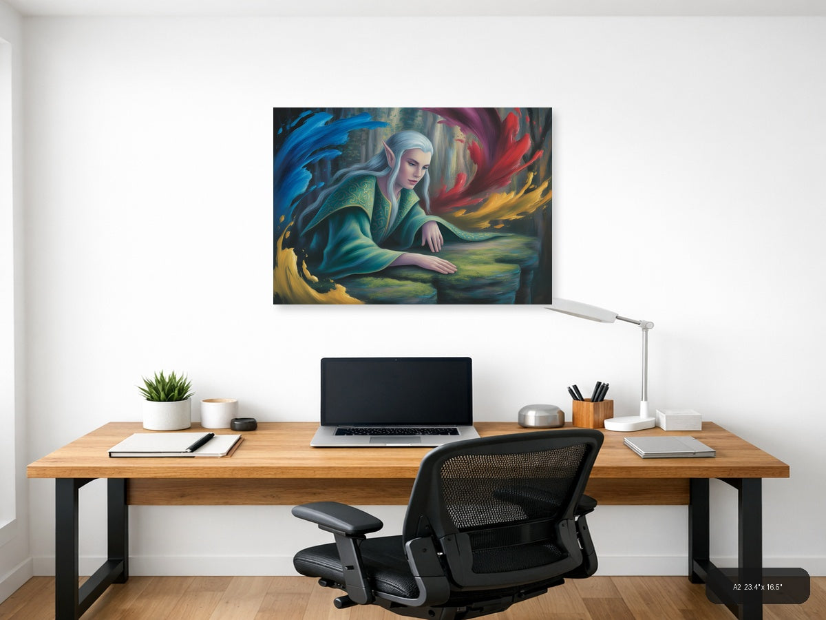 Ethereal Elf with Flowing Robes Abstract Wall Art — A2 / Office