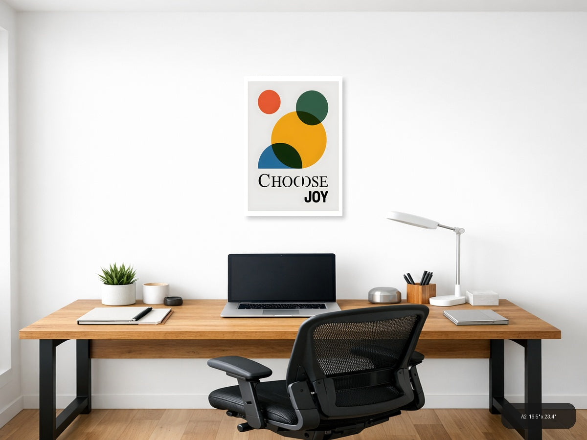 Choose Joy Minimalist Geometric Circles Wall Art — A2 / Office