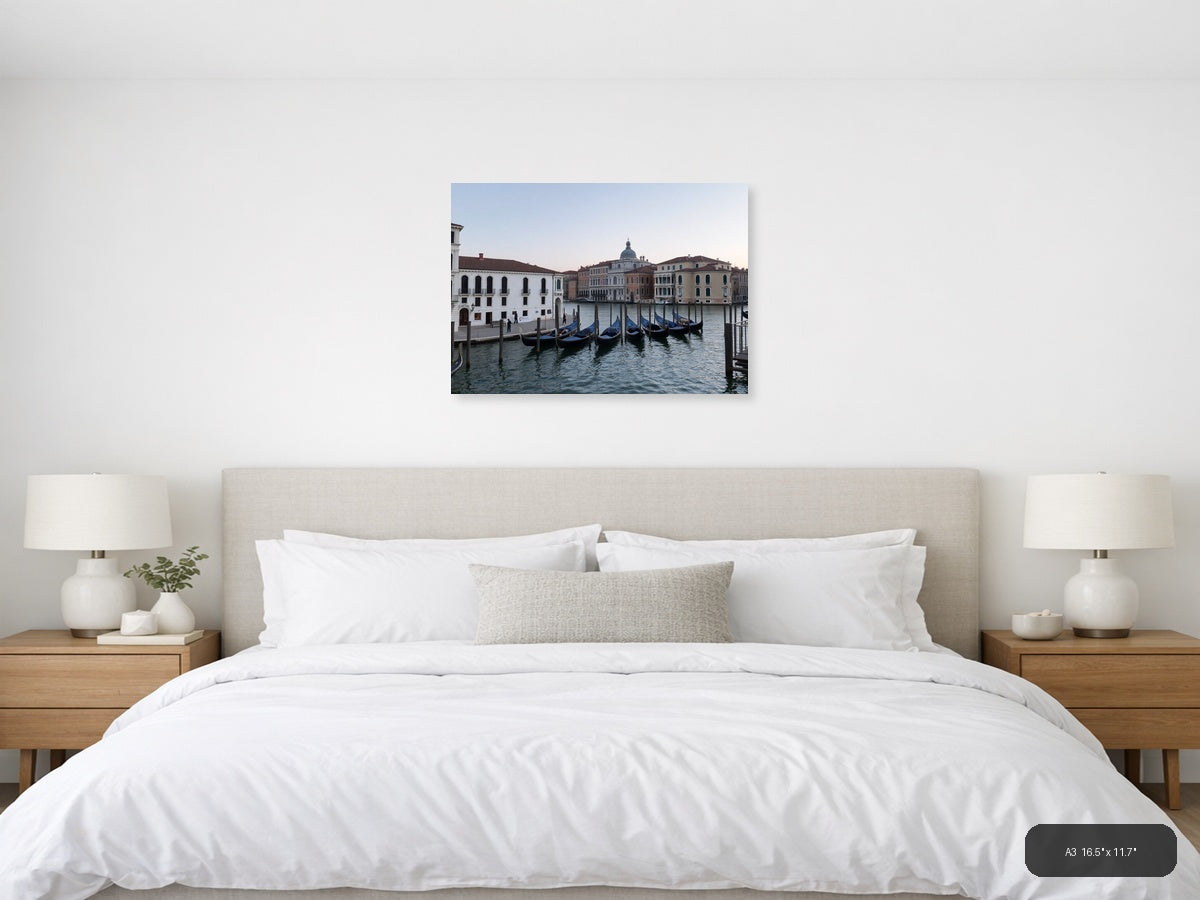 Venice Grand Canal Gondolas Architecture | Minimalist Landscape Wall Art — A3 (Bedroom)