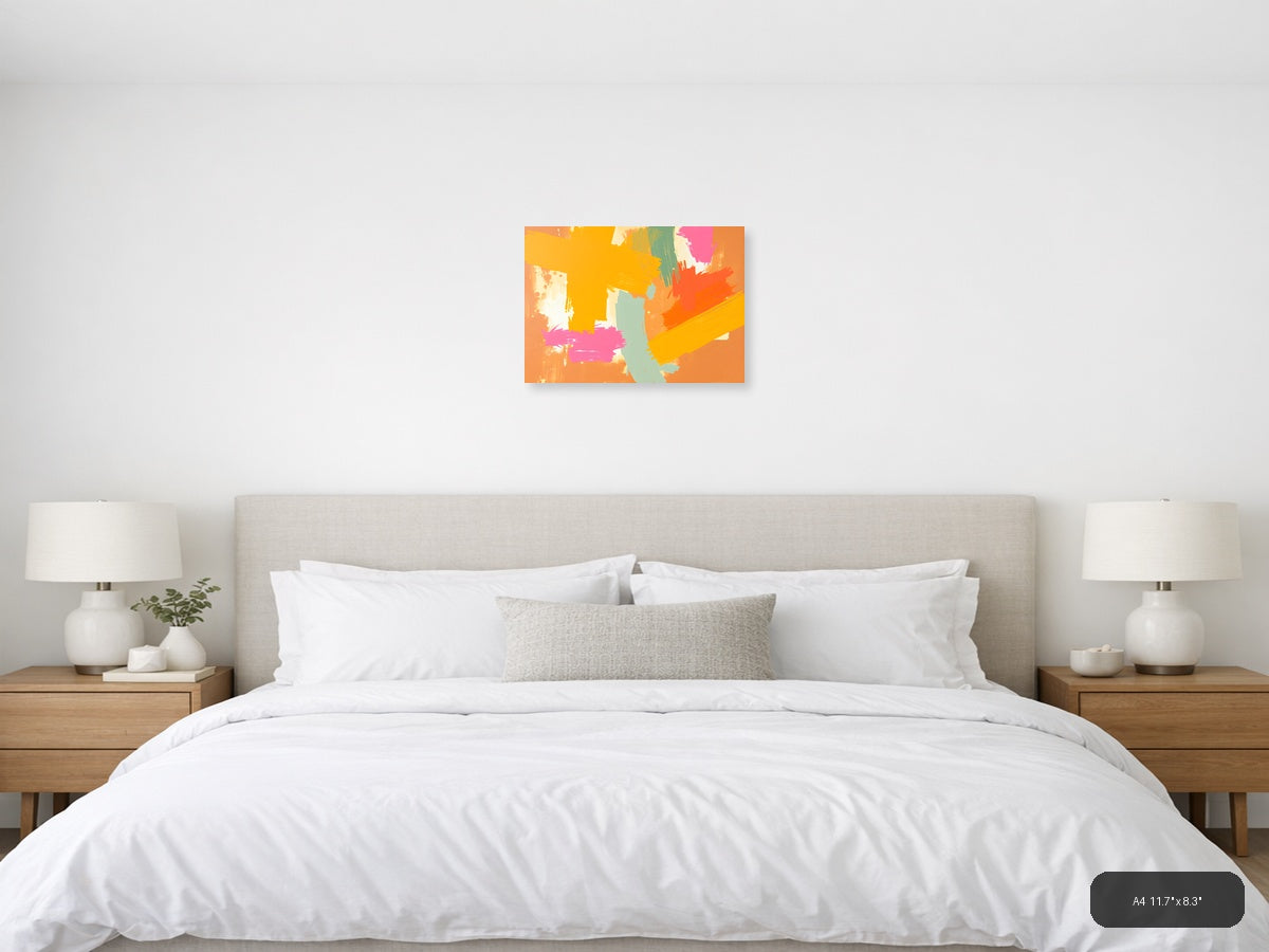 Vibrant Abstract Brushstrokes Modern Wall Art — A4 / Bedroom