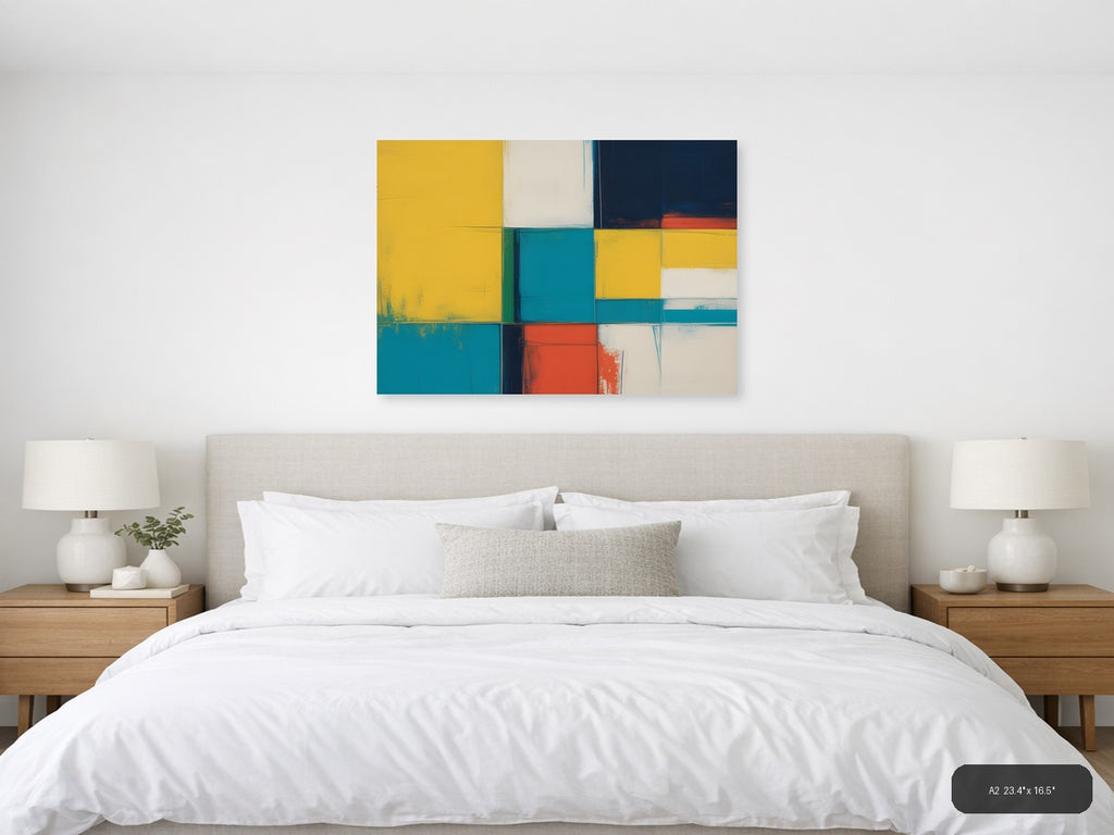 Colorful Geometric Blocks Abstract Canvas Wall Art — A2 / Bedroom