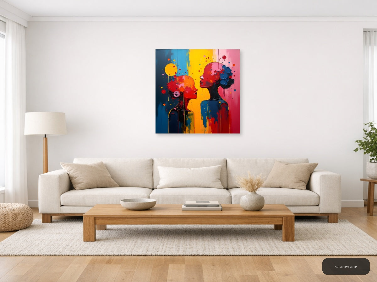 Colorful Abstract Silhouettes Communication Wall Art — A2 / Living Room