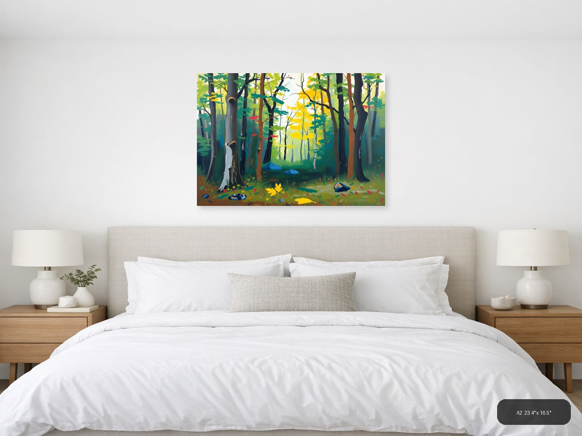 Abstract Forest Stream Landscape Wall Art — A2 / Bedroom