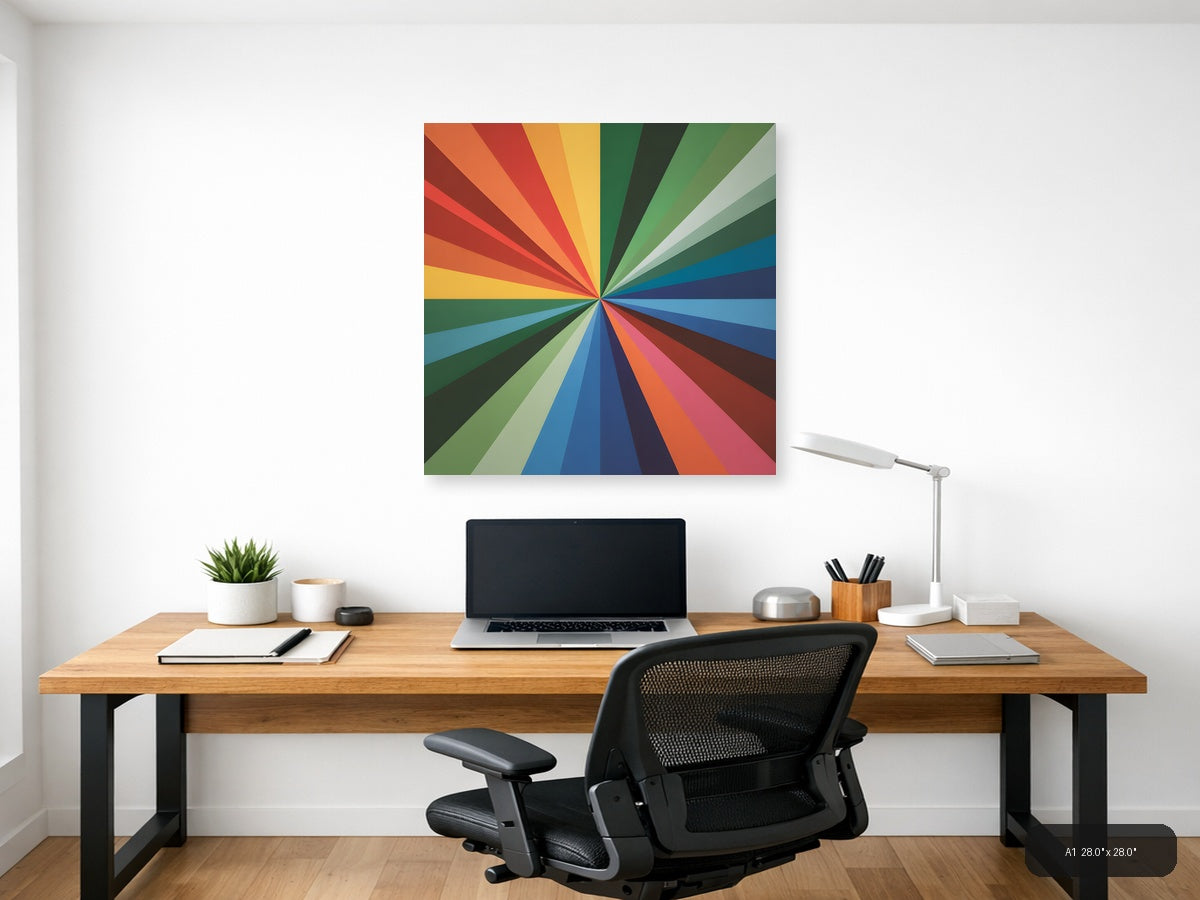Colorful Radial Sunburst Rainbow Stripes Photography Wall Art — A1 / Office