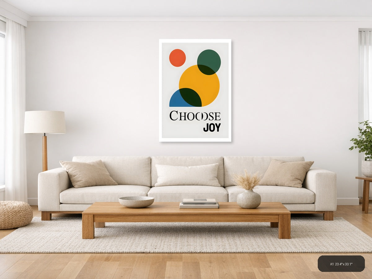Choose Joy Minimalist Geometric Circles Wall Art — A1 / Living Room