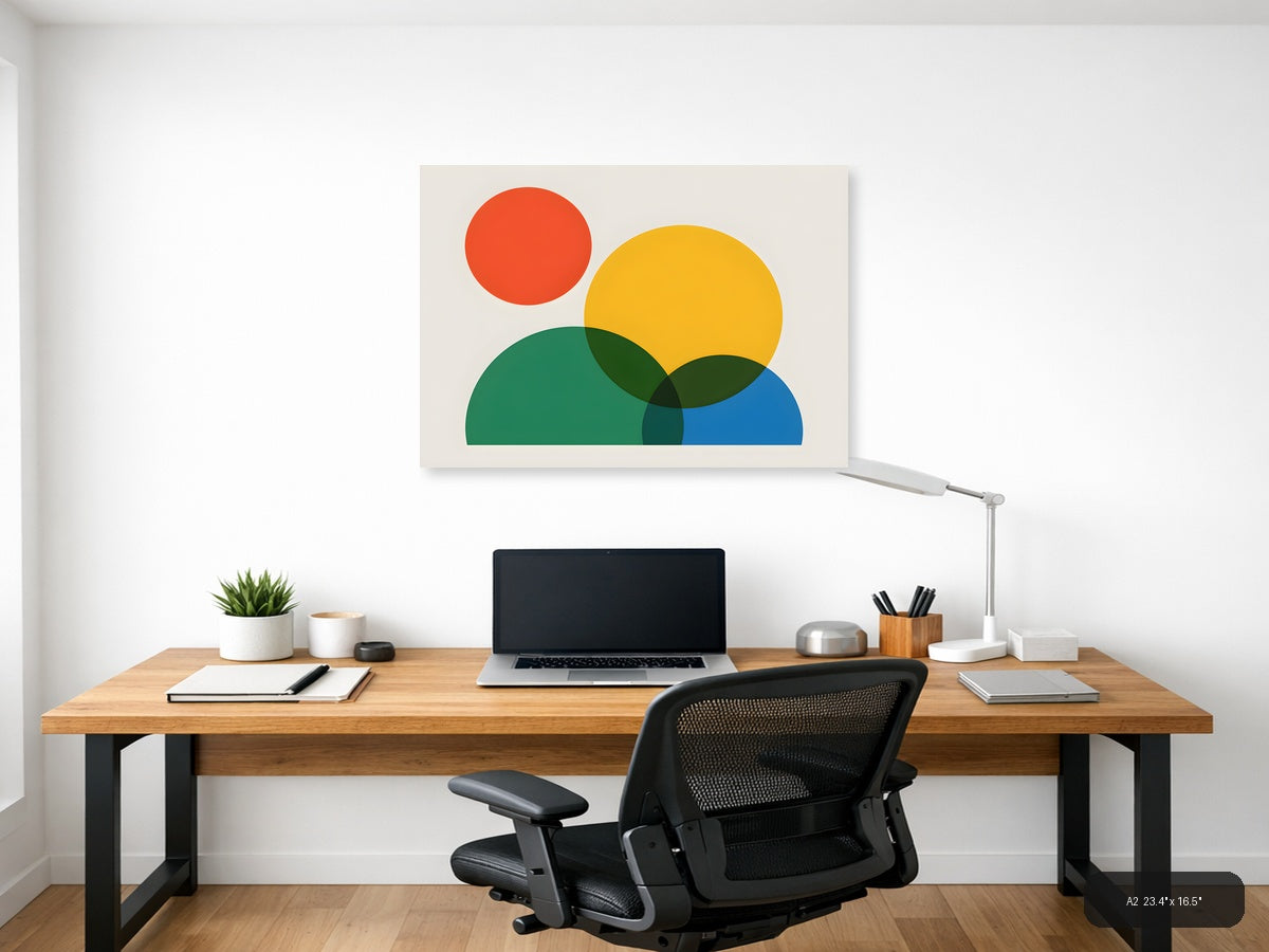 Minimalist Geometric Circles Abstract Wall Art — A2 / Office