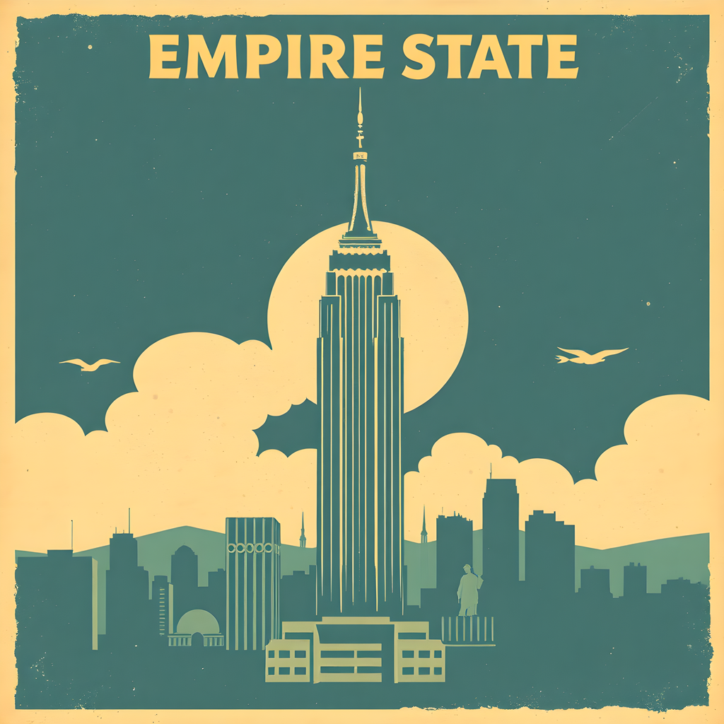 Empire State Building Vintage NYC Skyline Wall Art