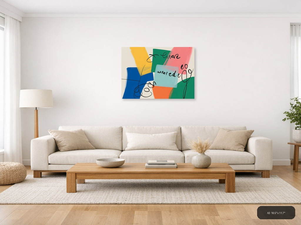 Abstract Colorful Shapes Modern Wall Art Print — A3 / Living Room