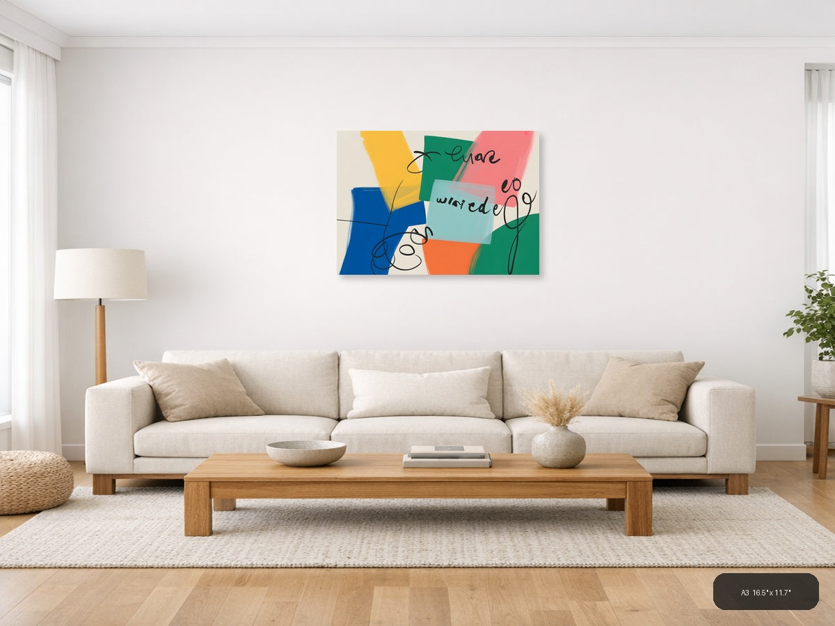Abstract Colorful Shapes Modern Wall Art Print — A3 / Living Room