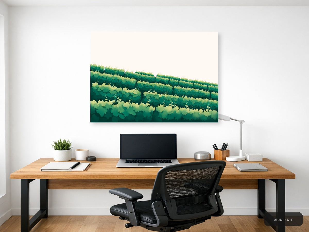 Minimalist Green Forest Landscape Layers Wall Art — A1 / Office