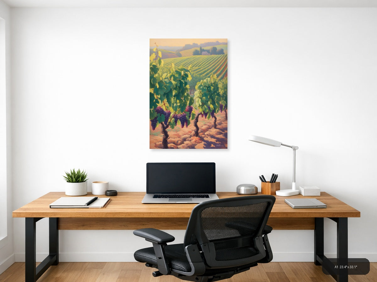 Golden Vineyard Landscape Abstract Wall Art — A1 / Office