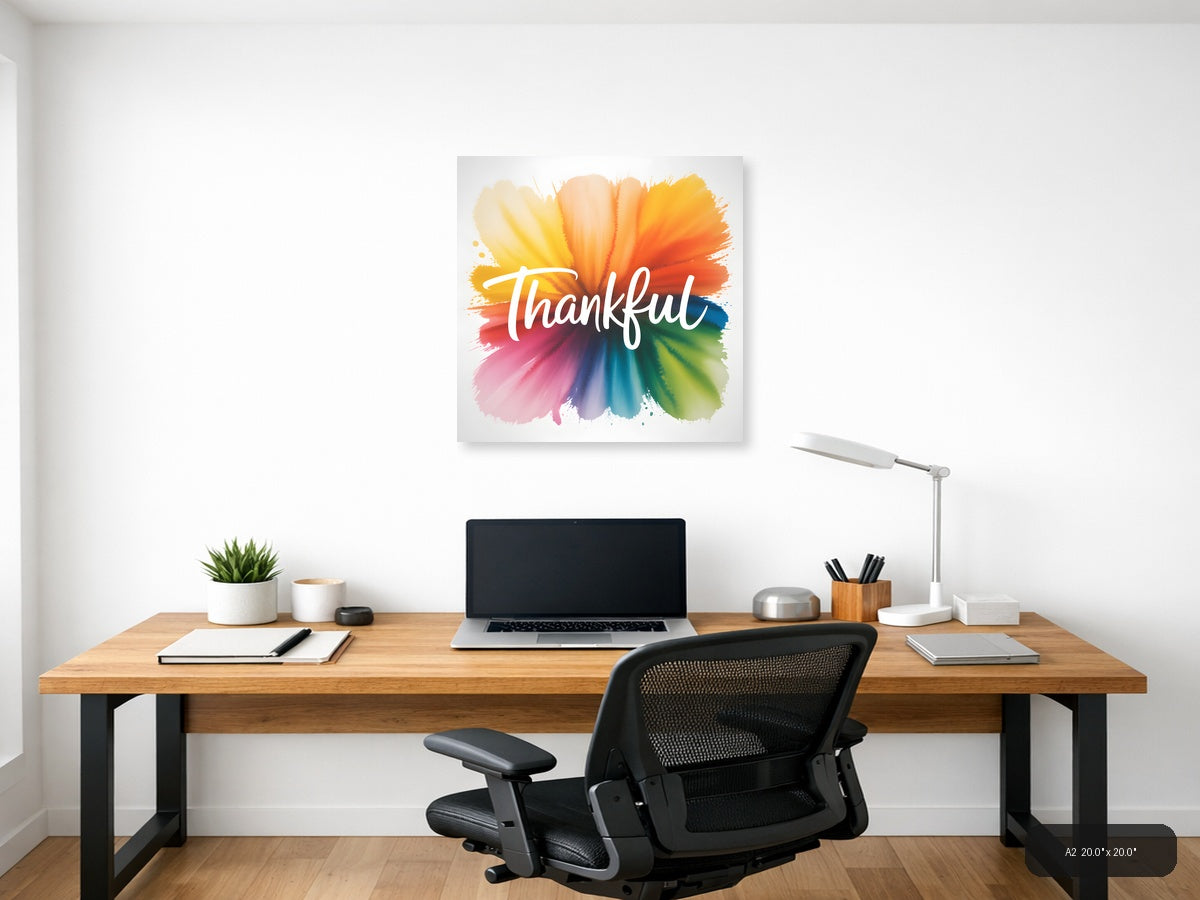 Thankful — Watercolor (Square) Canvas Print | Watercolor Wall Art | A4 A3 A2 A1 — A2 / Office