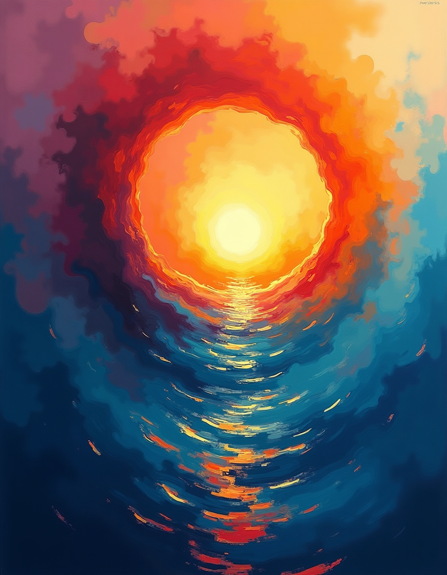 Abstract Golden Sun Portal Contemporary Wall Art