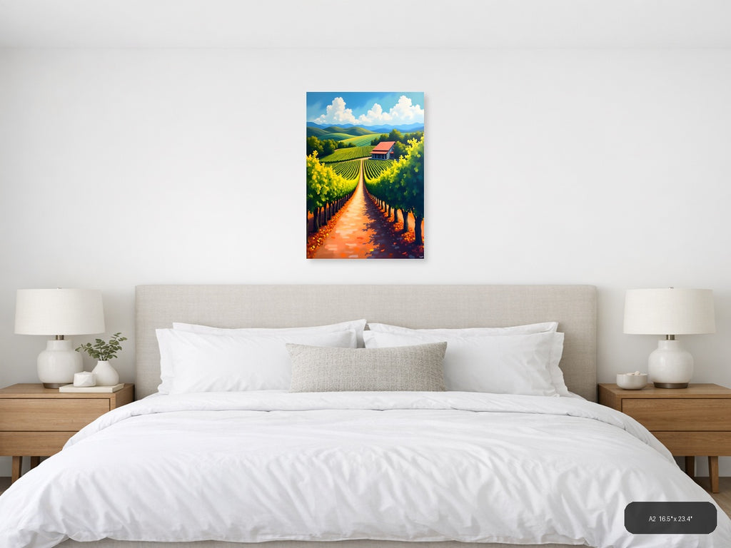 Vineyard Path Landscape Abstract Wall Art — A2 / Bedroom
