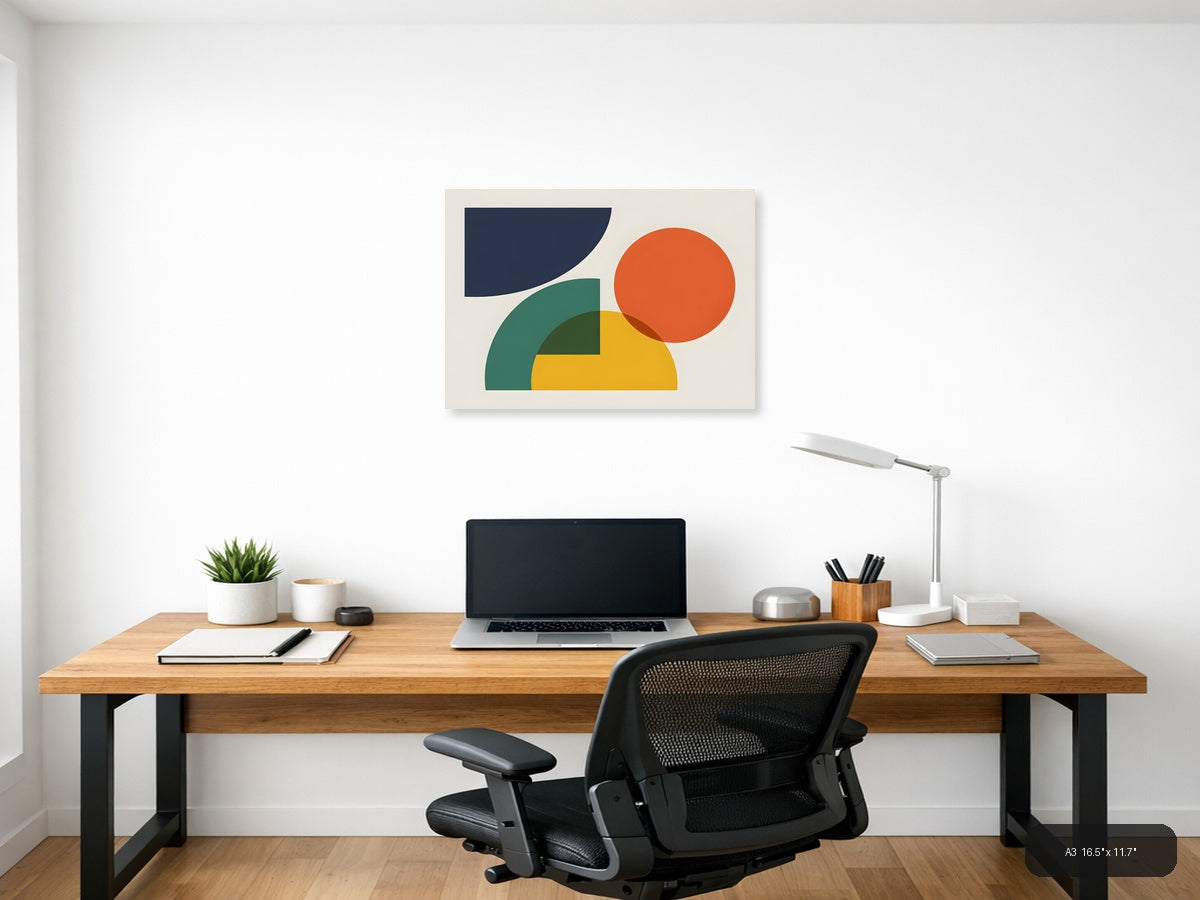 Minimalist Geometric Shapes Abstract Wall Art — A3 / Office
