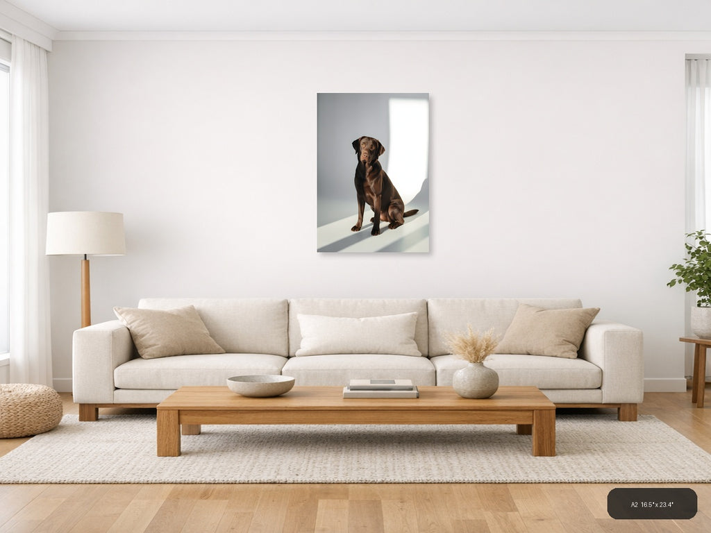 Brown Labrador Portrait Minimalist Wall Art — A2 / Living Room