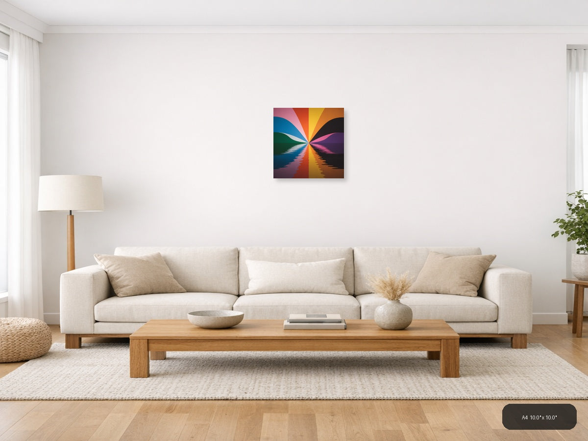 Colorful Radiant Sunset Reflection Photography Wall Art — A4 / Living Room