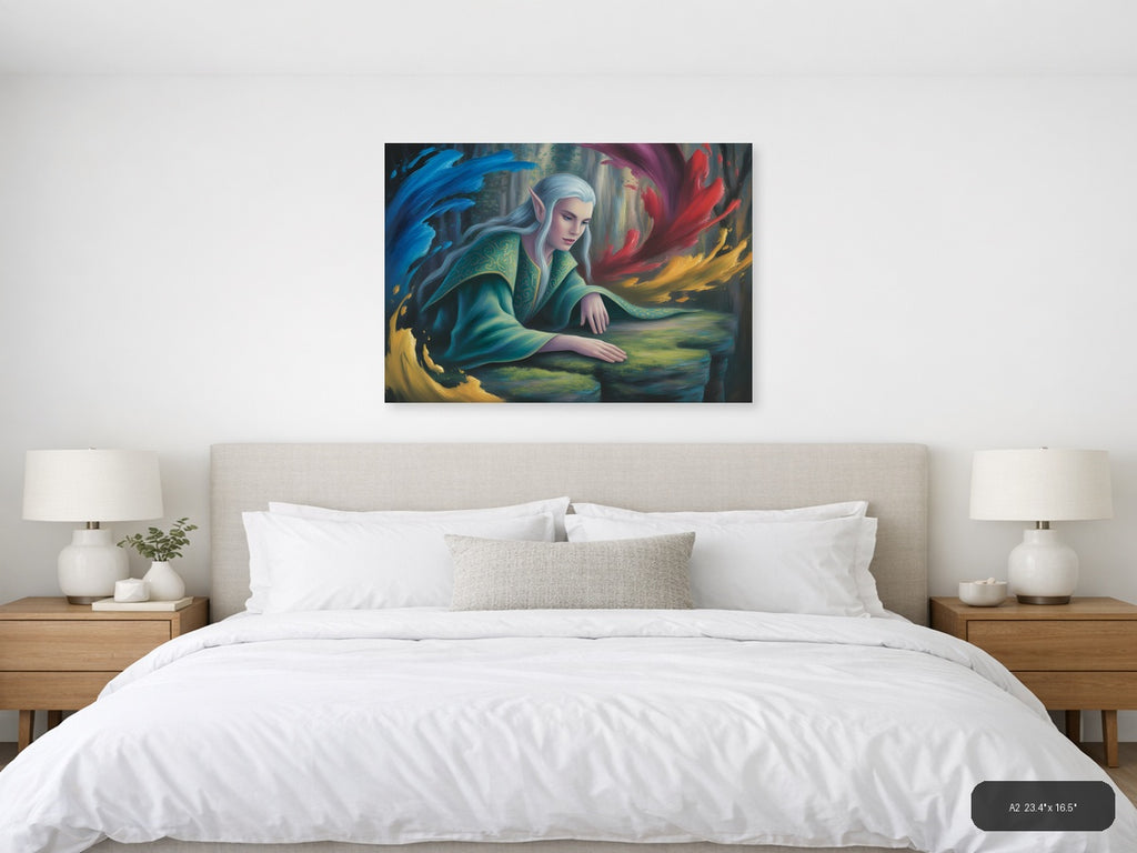 Ethereal Elf with Flowing Robes Abstract Wall Art — A2 / Bedroom