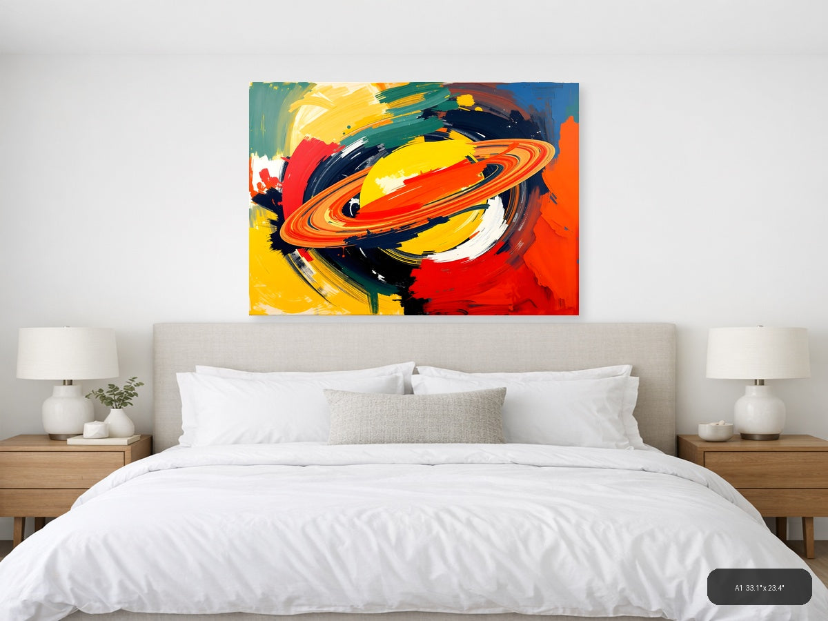 Vibrant Abstract Planet Ring Modern Colorful Wall Art — A1 / Bedroom