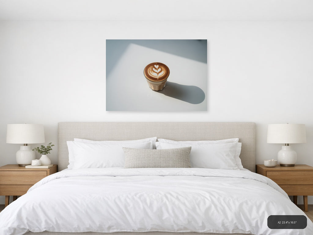 Minimalist Latte Art Coffee Cup Wall Art — A2 / Bedroom