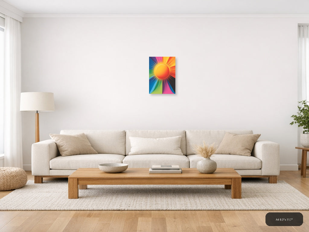 Colorful Sun Rays Digital Photography Wall Art — A4 / Living Room