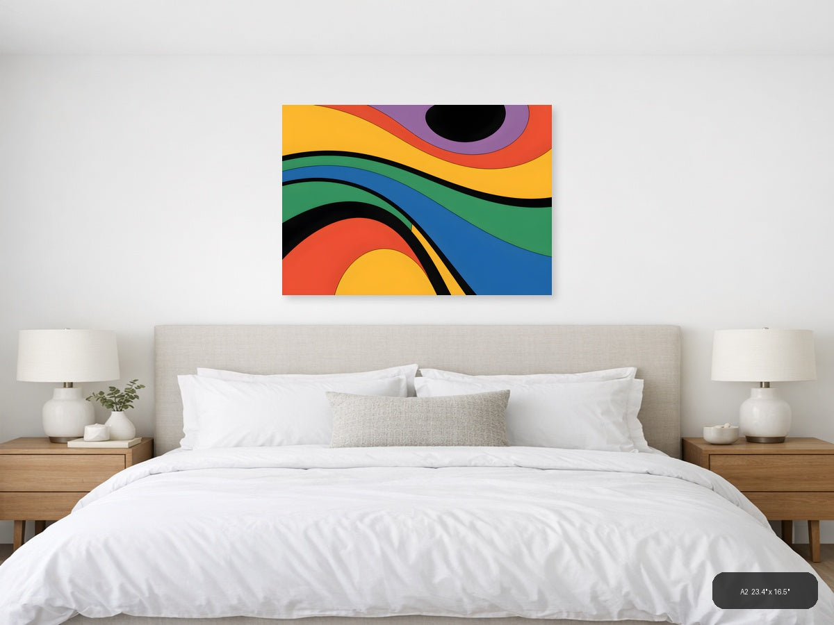 Colorful Abstract Waves Photography Wall Art — A2 / Bedroom
