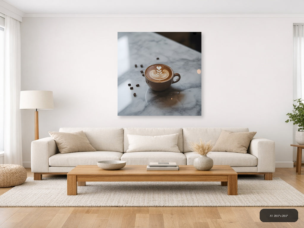 Minimalist Latte Art Coffee Cup Wall Art — A1 / Living Room
