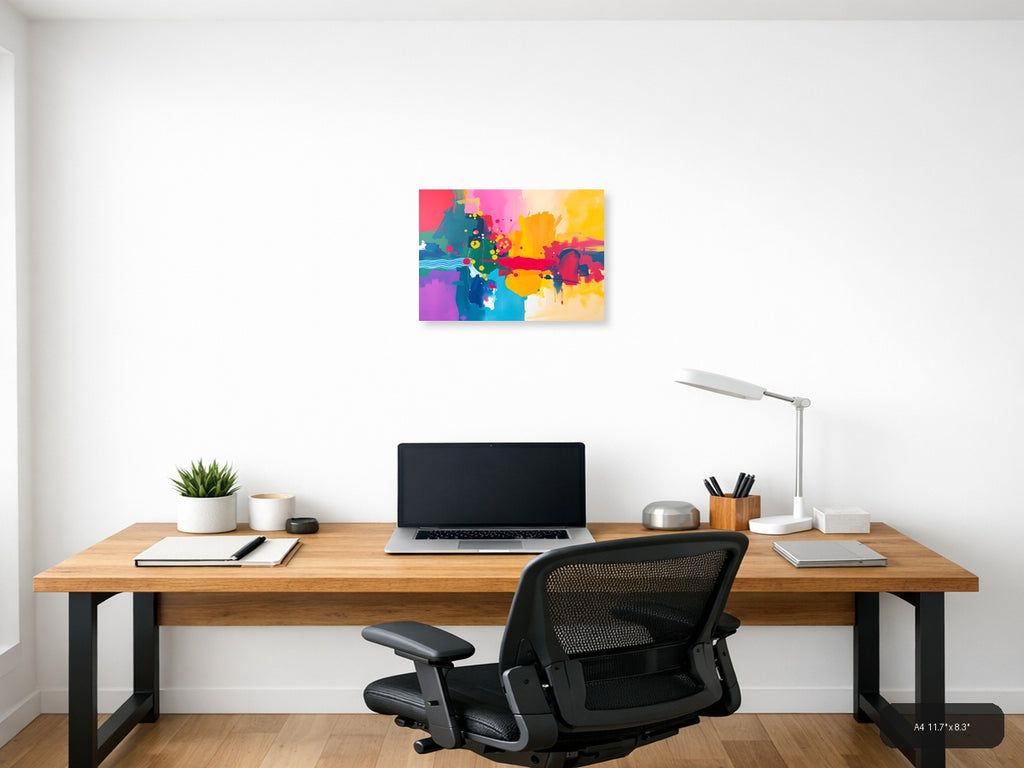 Vibrant Abstract Landscape Colorful Modern Wall Art — A4 / Office