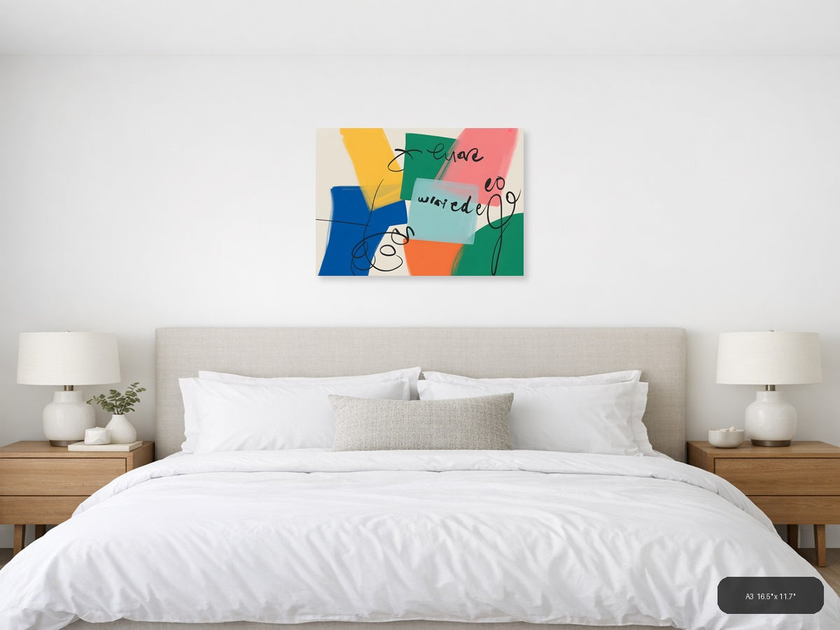 Abstract Colorful Shapes Modern Wall Art Print — A3 / Bedroom