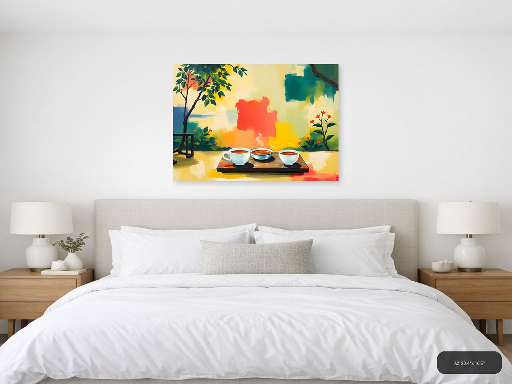 Abstract Garden Tea Ceremony Landscape Wall Art — A2 / Bedroom