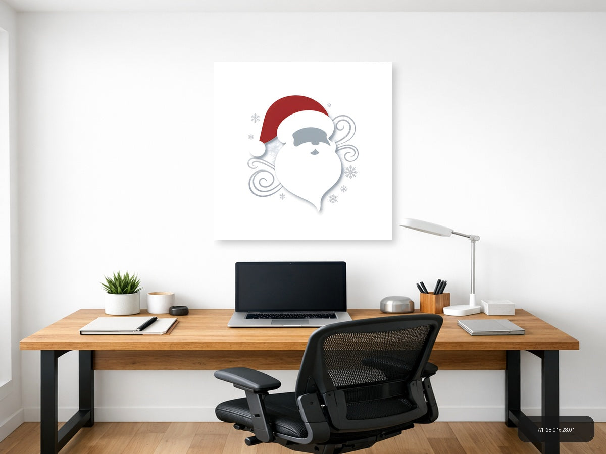 Minimalist Santa Claus with Snowflakes Wall Art — A1 / Office