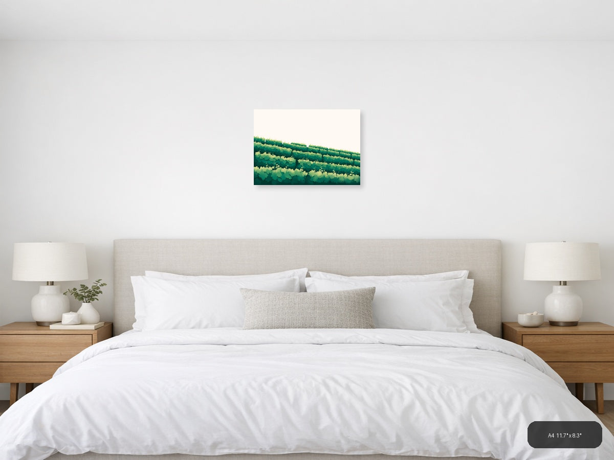 Minimalist Green Forest Landscape Layers Wall Art — A4 / Bedroom