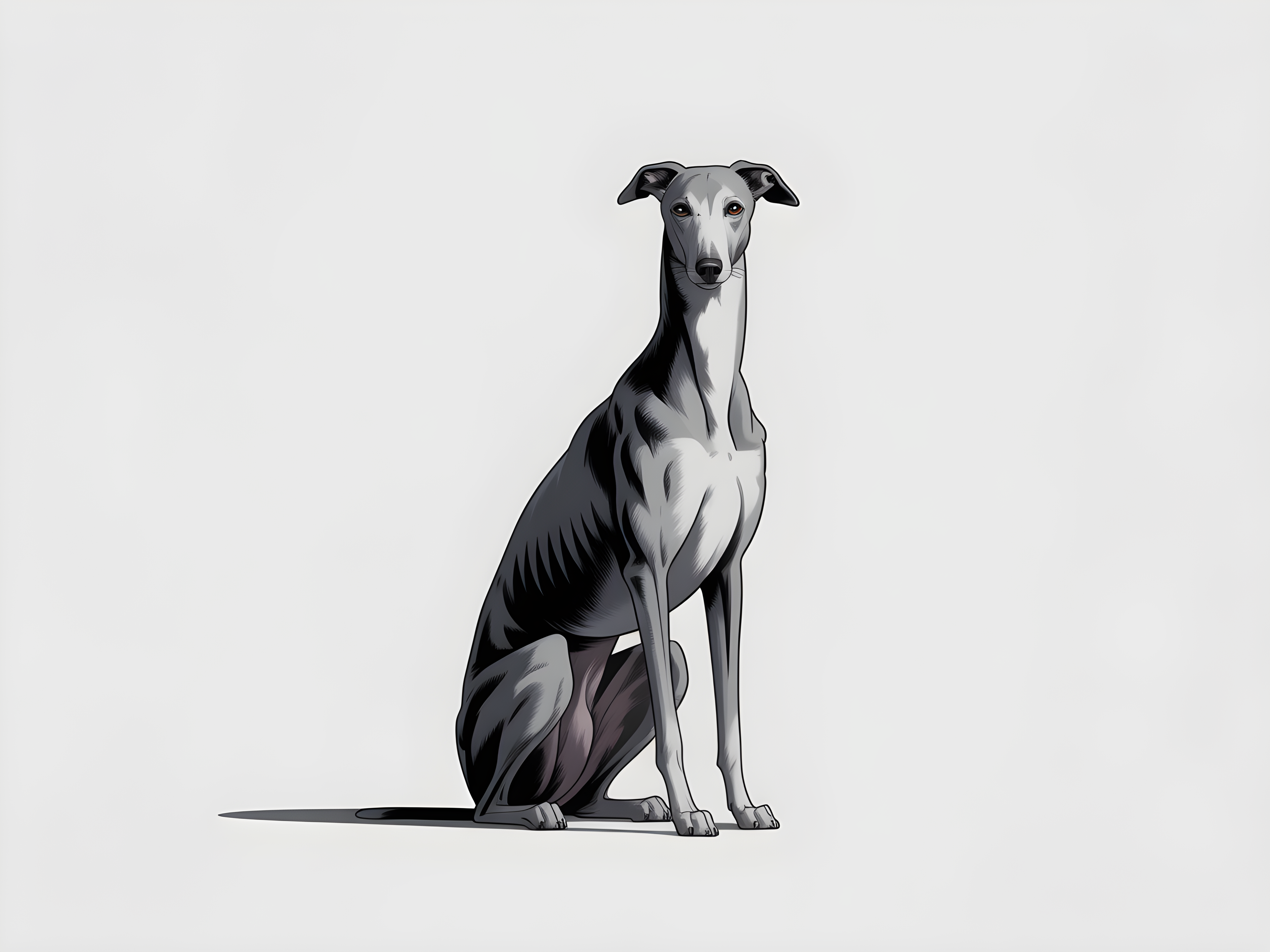 Minimalist Greyhound Sitting Portrait Wall Art