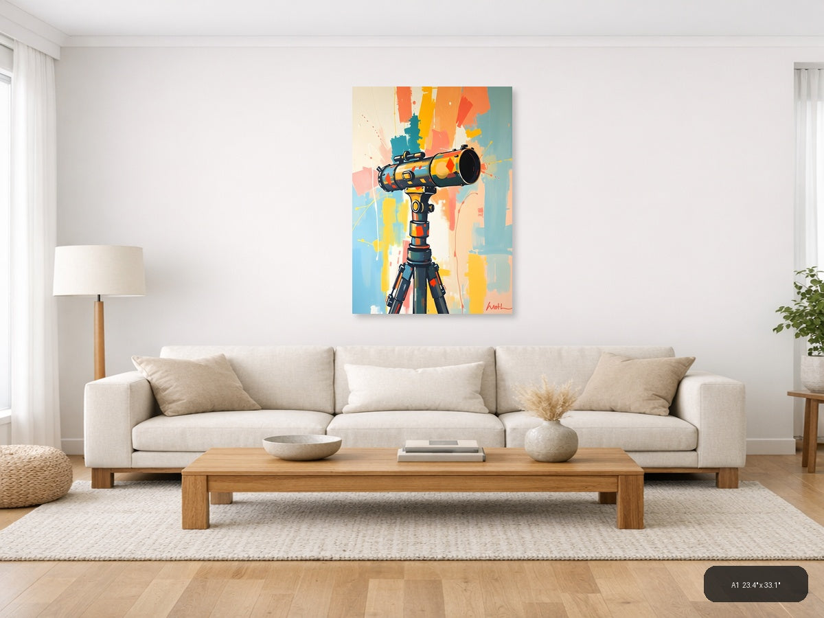 Abstract Telescope Illustration Modern Colorful Wall Art — A1 / Living Room