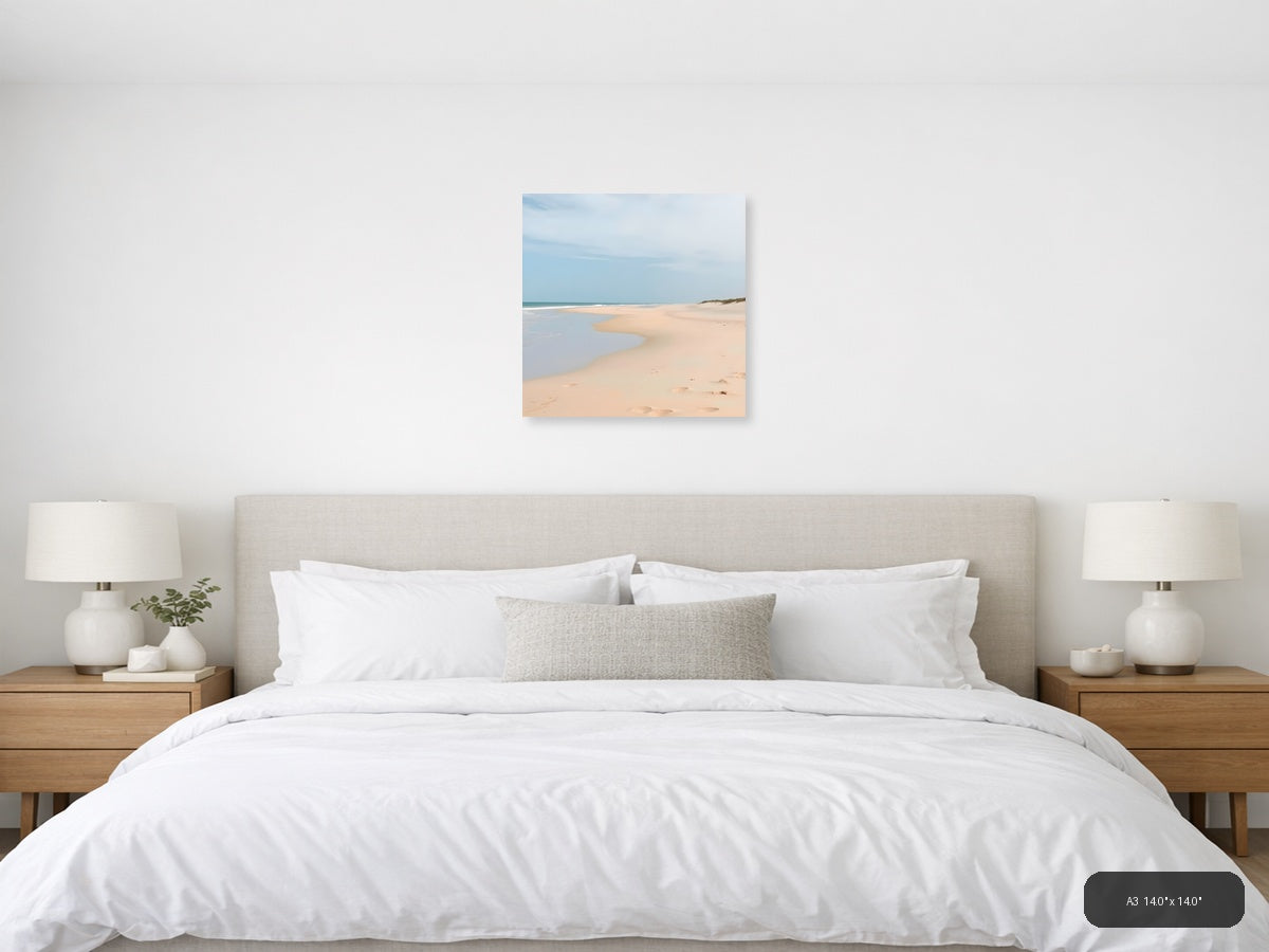 Minimalist Sandy Beach with Tidal Pool - Square Wall Art — A3 / Bedroom
