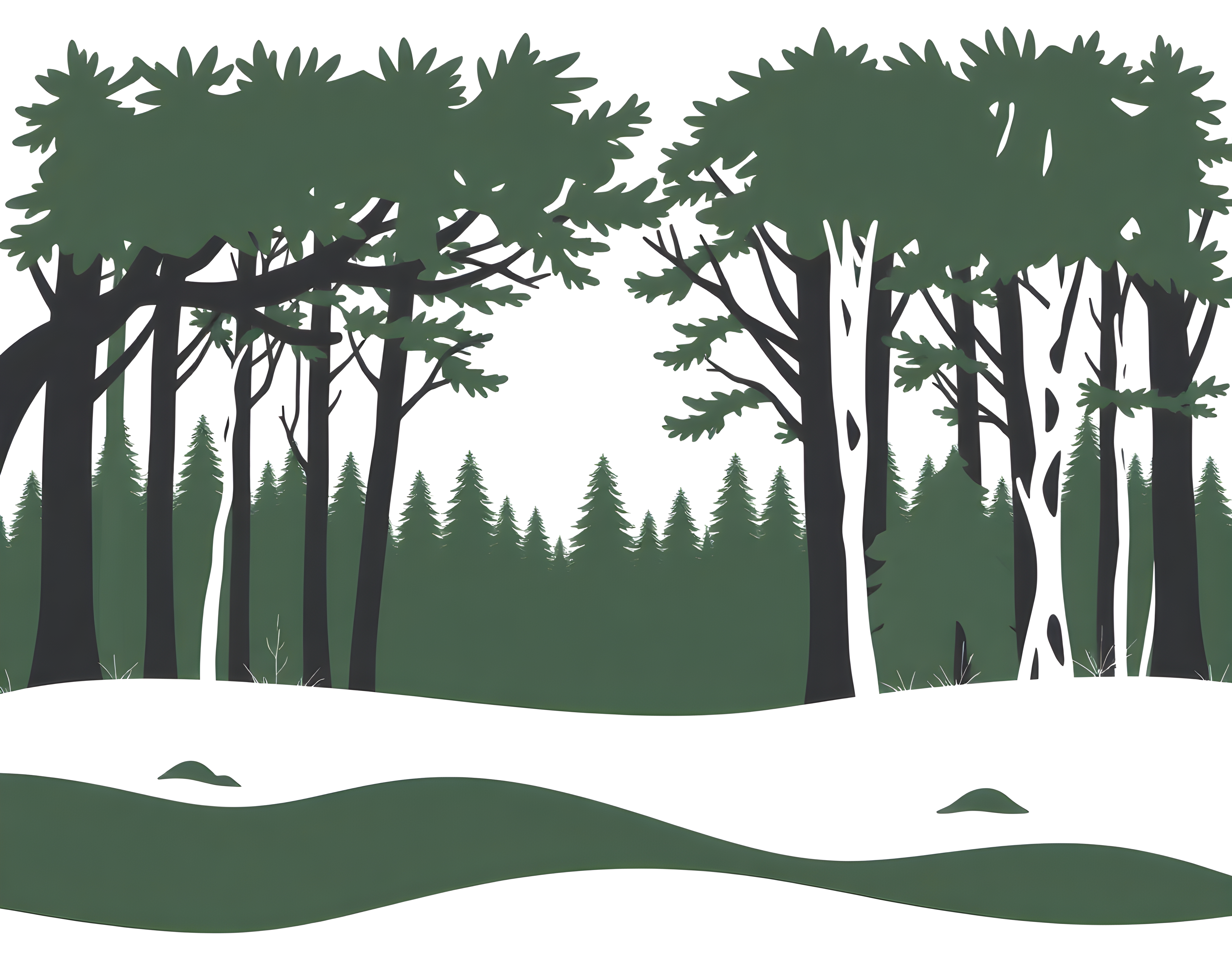 Minimalist Forest Landscape Winter Scene Wall Art