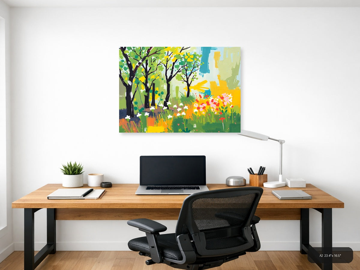 Spring Garden Abstract Landscape Wall Art — A2 / Office