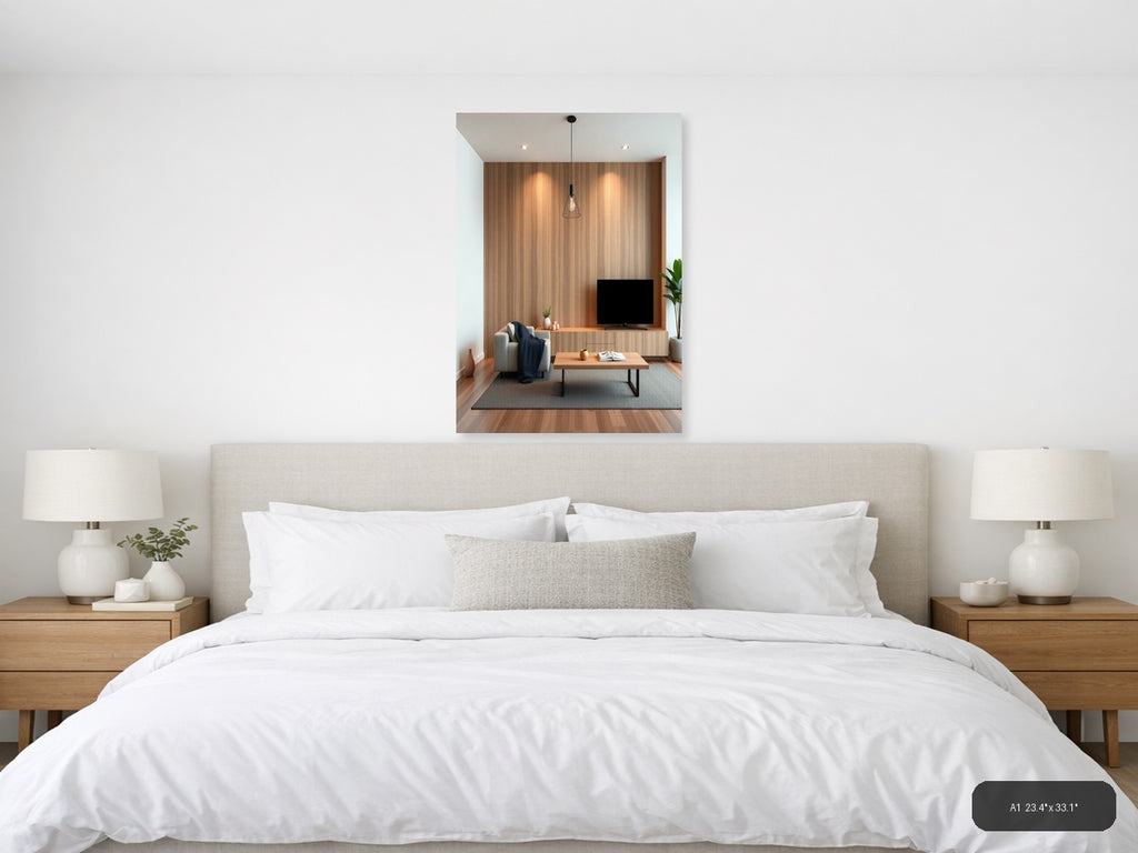Minimalist Wood Paneling Interior Design Wall Art — A1 / Bedroom