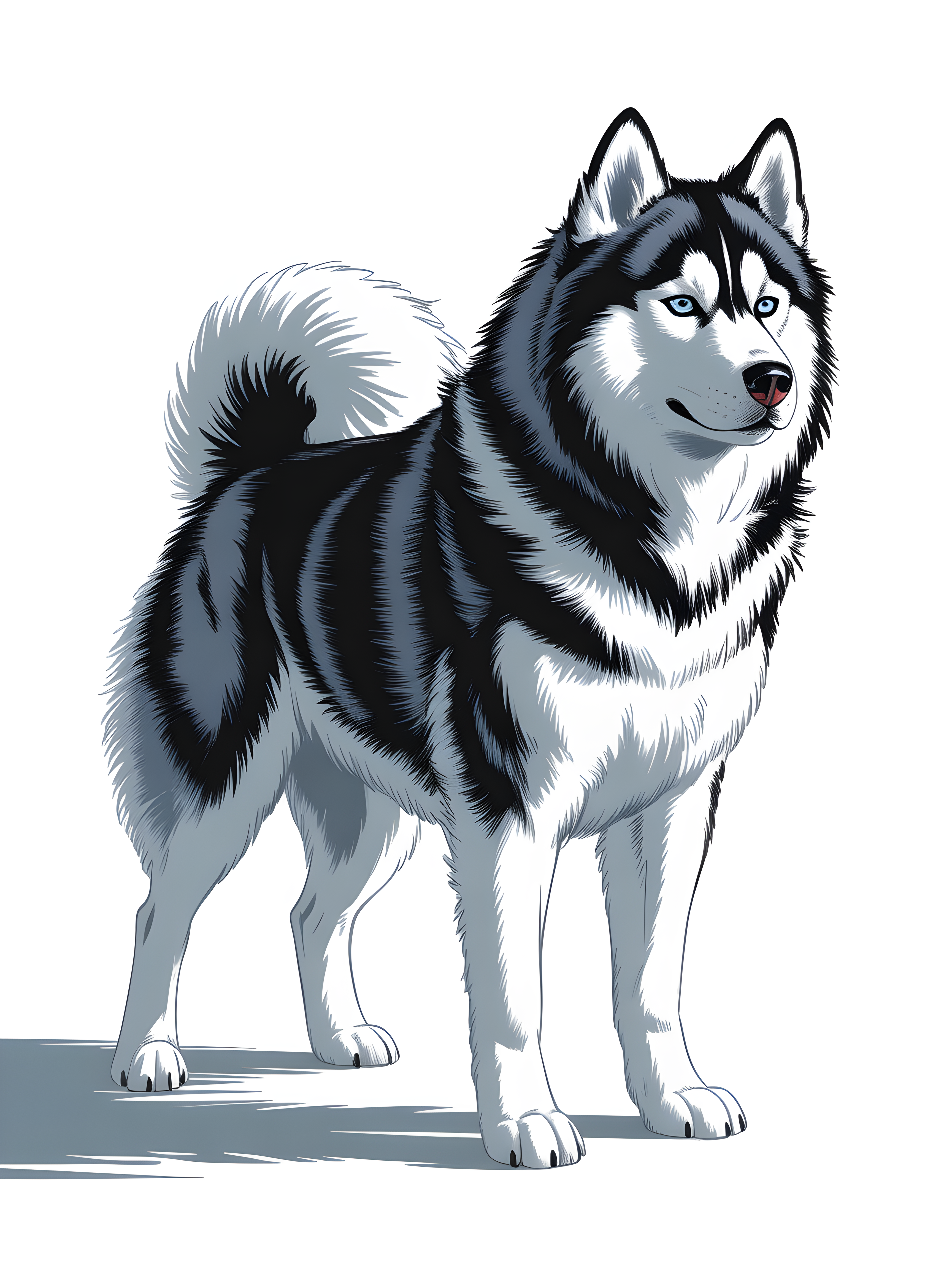 Husky Portrait Black White Minimalist Wall Art