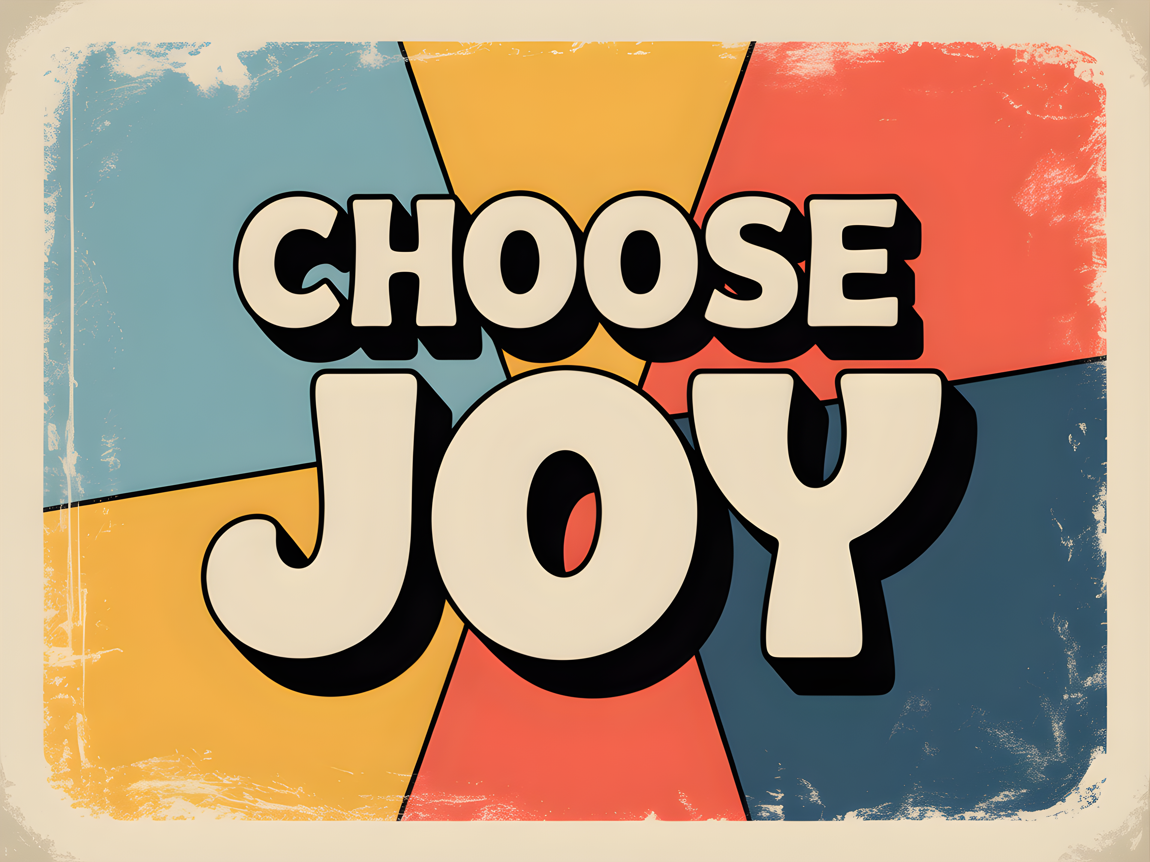 Choose Joy Vintage Retro Motivational Wall Art
