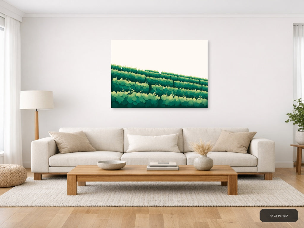 Minimalist Green Forest Landscape Layers Wall Art — A2 / Living Room