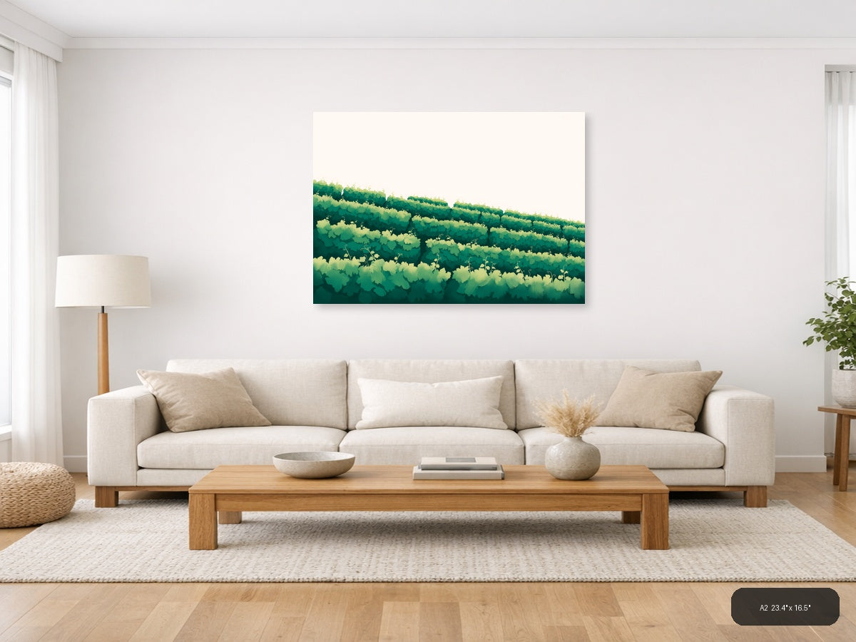 Minimalist Green Forest Landscape Layers Wall Art — A2 / Living Room