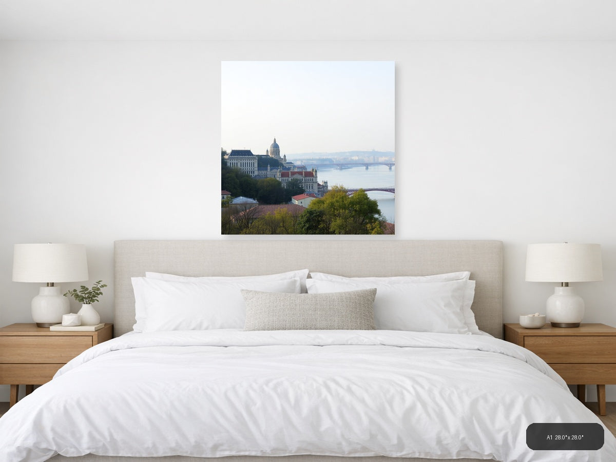 Budapest Danube River Cathedral Cityscape Minimalist Wall Art — A1 (Bedroom)