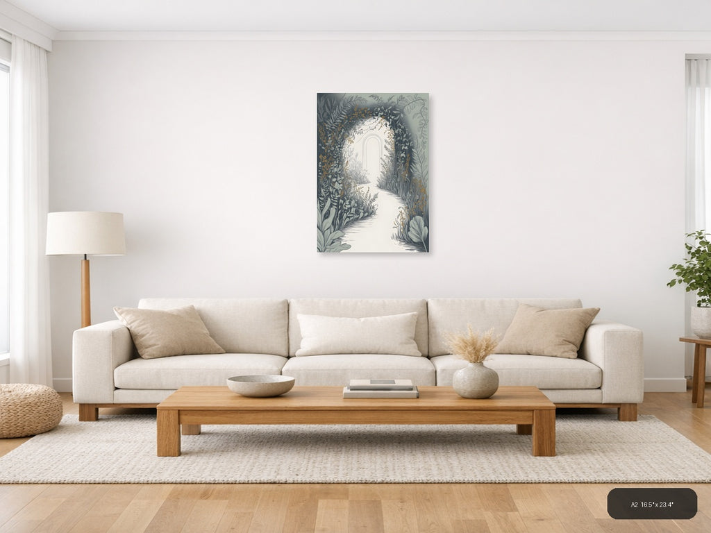 Botanical Garden Archway Line Art Wall Art — A2 / Living Room