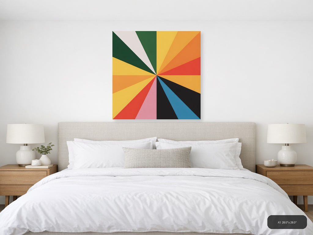 Colorful Sunburst Ray Pattern Photography Wall Art — A1 / Bedroom