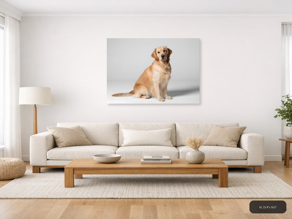 Golden Retriever Portrait Minimalist Wall Art — A2 / Living Room