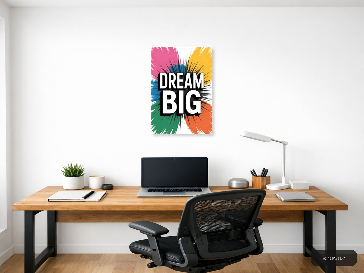 Dream Big Abstract Sunburst Motivational Wall Art — A2 / Office
