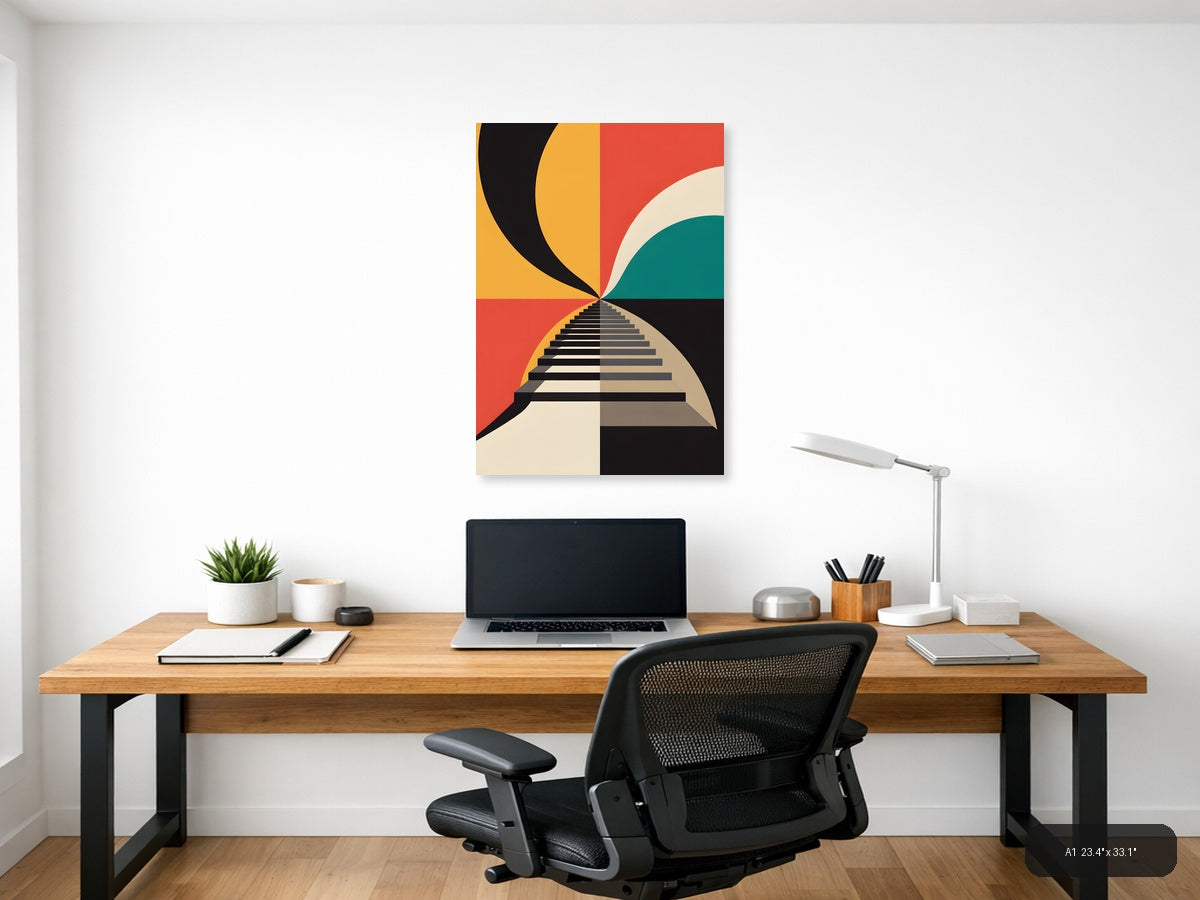 Retro Geometric Staircase Photography Wall Art — A1 / Office