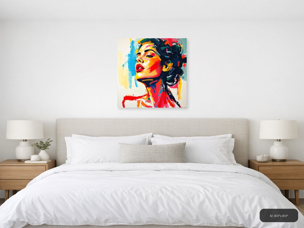 Colorful Abstract Portrait Pop Art Style Wall Art — A2 / Bedroom